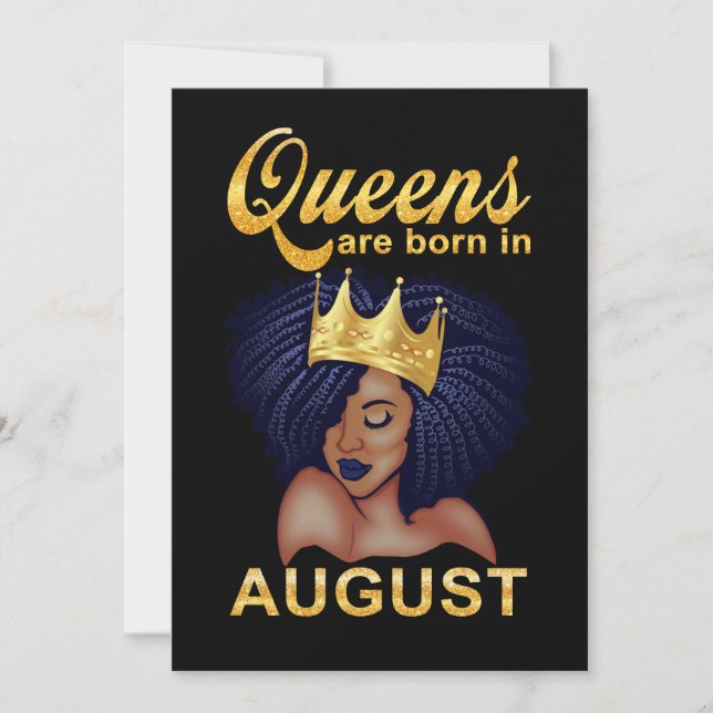 Birthday Gifts | Queens Are Born In August Holiday Card (Front)