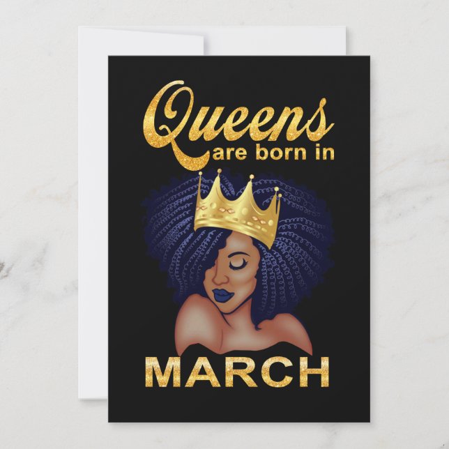 Birthday Gifts | Queens Are Born In March Holiday Card (Front)