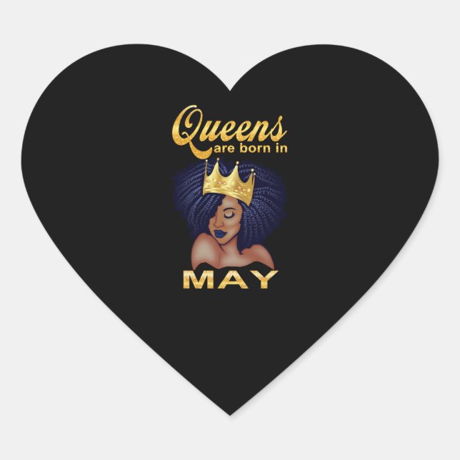 Birthday Gifts | Queens Are Born In May Heart Sticker (Front)
