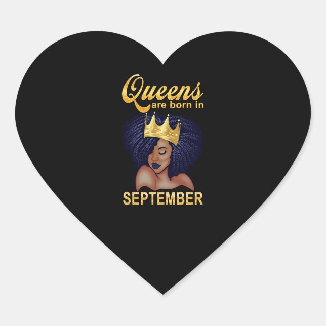Birthday Gifts | Queens Are Born In September Heart Sticker (Front)