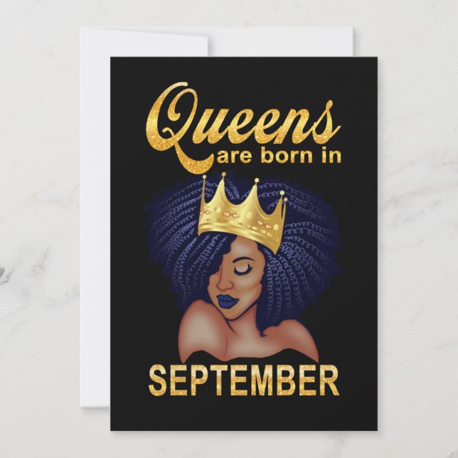 Birthday Gifts | Queens Are Born In September Holiday Card (Front)