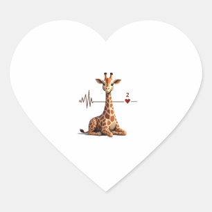 Birthday Giraffe Heartbeat Shirt for Woman Man Kid Heart Sticker