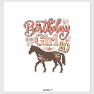 Birthday Girl 10 Horse Floral Vector Design_1