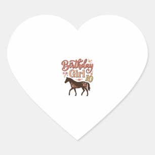 Birthday Girl 10 Horse Floral Vector Design_1 Heart Sticker