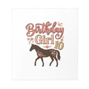 Birthday Girl 10 Horse Floral Vector Design_1 Notepad