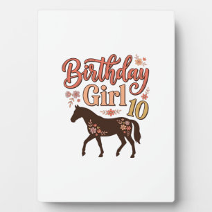 Birthday Girl 10 Horse Floral Vector Design_1 Plaque