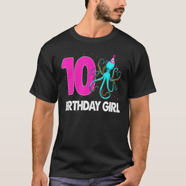 Birthday Girl 10 Octopus Love T-Shirt (Front)