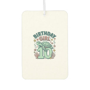 Birthday Girl 10 Sea Turtle Vintage Engraving Desi Car Air Freshener