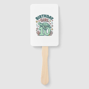 Birthday Girl 10 Sea Turtle Vintage Engraving Desi Hand Fan