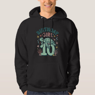 Birthday Girl 10 Sea Turtle Vintage Engraving Desi Hoodie