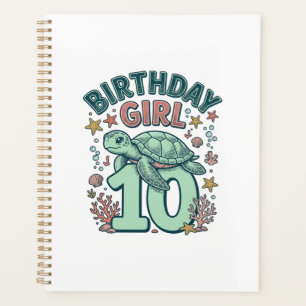 Birthday Girl 10 Sea Turtle Vintage Engraving Desi Planner
