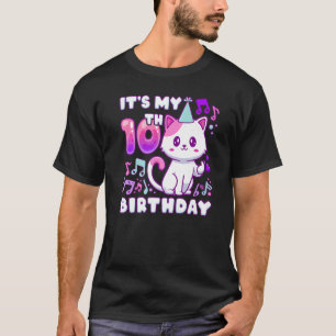 Birthday girl 10 years old, K-pop kitten with fing T-Shirt