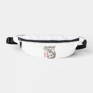 Birthday Girl 11 Horse Floral Vintage Shirt Design Bum Bags