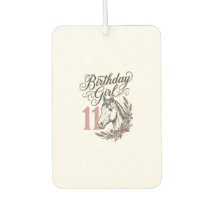Birthday Girl 11 Horse Floral Vintage Shirt Design Car Air Freshener