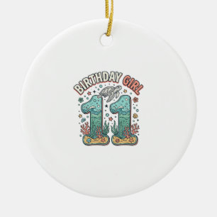 Birthday Girl 11 Sea Turtle Ocean Party Design_1 Ceramic Tree Decoration
