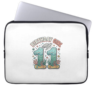 Birthday Girl 11 Sea Turtle Ocean Party Design_1 Laptop Sleeve