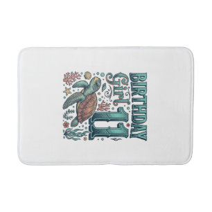 Birthday Girl 11 Sea Turtle Vintage Engraving Desi Bath Mat