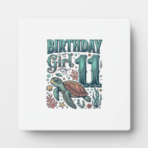 Birthday Girl 11 Sea Turtle Vintage Engraving Desi Plaque