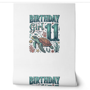 Birthday Girl 11 Sea Turtle Vintage Engraving Desi Wallpaper