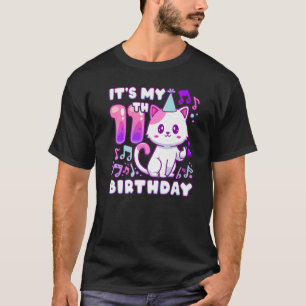 Birthday girl 11 years old, K-pop kitten with fing T-Shirt
