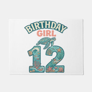 Birthday Girl 12 Sea Turtle Ocean Vintage Shirt De Doormat