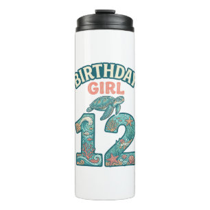 Birthday Girl 12 Sea Turtle Ocean Vintage Shirt De Thermal Tumbler