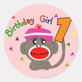 Birthday Girl "1" year old Classic Round Sticker