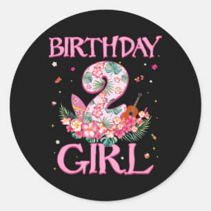 Birthday Girl 2 Year Old Summer Flower 2nd Birthda Classic Round Sticker