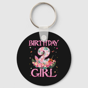 Birthday Girl 2 Year Old Summer Flower 2nd Birthda Key Ring