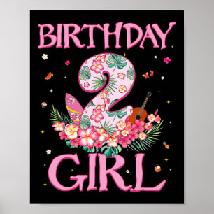 Birthday Girl 2 Year Old Summer Flower 2nd Birthda Poster
