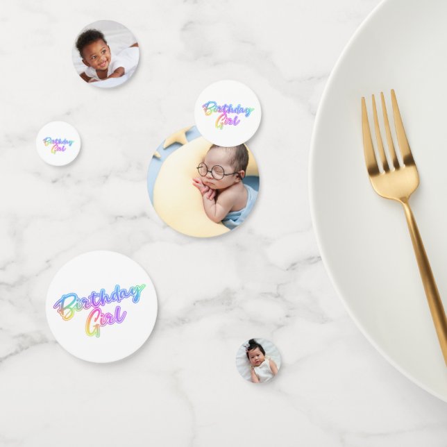 Birthday Girl 3-Photo Custom Birthday Table Confetti (Group)