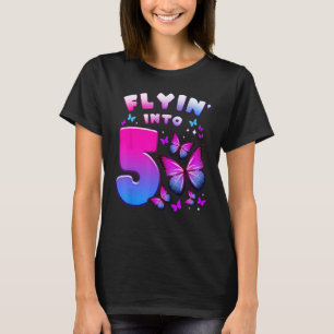 Birthday Girl 5 Year Old, Butterfly, Number 5 T-Shirt