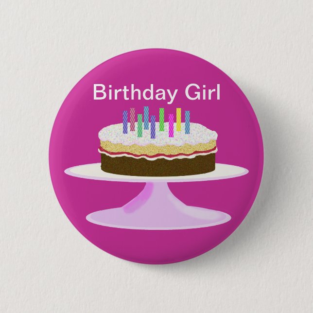 Birthday girl 6 cm round badge (Front)