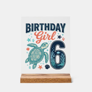 Birthday Girl 6 Sea Turtle Vector Design_1 Acrylic Sign