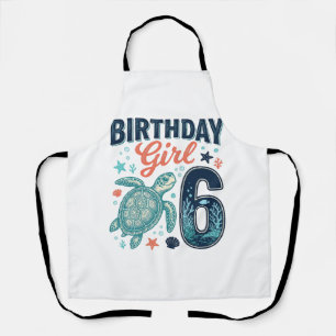 Birthday Girl 6 Sea Turtle Vector Design_1 Apron