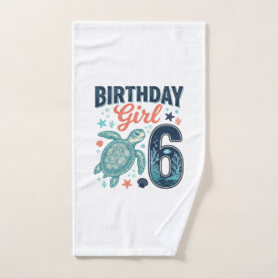 Birthday Girl 6 Sea Turtle Vector Design_1 Hand Towel