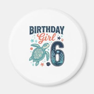 Birthday Girl 6 Sea Turtle Vector Design_1 Magnet