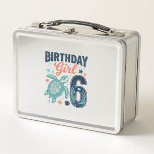 Birthday Girl 6 Sea Turtle Vector Design_1 Metal Lunch Box