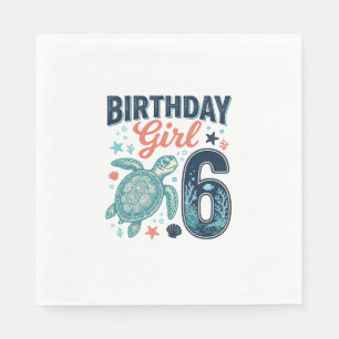 Birthday Girl 6 Sea Turtle Vector Design_1 Napkin