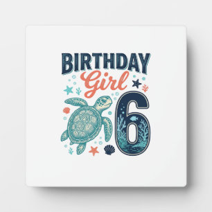 Birthday Girl 6 Sea Turtle Vector Design_1 Plaque