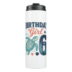 Birthday Girl 6 Sea Turtle Vector Design_1 Thermal Tumbler