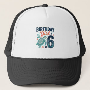 Birthday Girl 6 Sea Turtle Vector Design_1 Trucker Hat