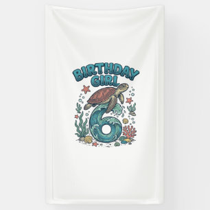 Birthday Girl 6 Sea Turtle Vintage Party Design_1 Banner