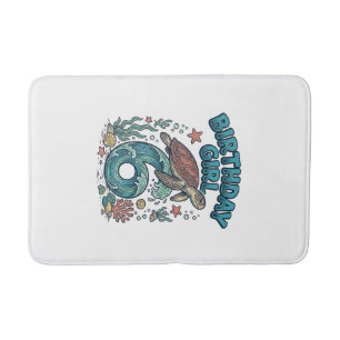 Birthday Girl 6 Sea Turtle Vintage Party Design_1 Bath Mat