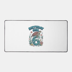 Birthday Girl 6 Sea Turtle Vintage Party Design_1 Desk Mat