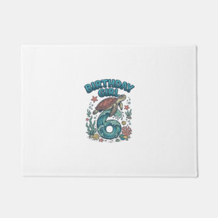 Birthday Girl 6 Sea Turtle Vintage Party Design_1 Doormat