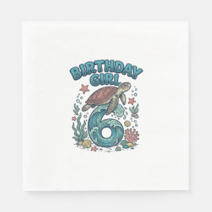 Birthday Girl 6 Sea Turtle Vintage Party Design_1 Napkin