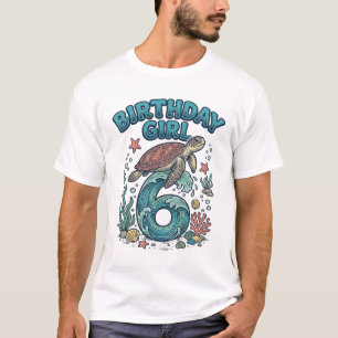 Birthday Girl 6 Sea Turtle Vintage Party Design_1 T-Shirt