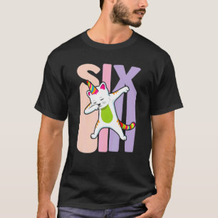 Birthday Girl 6H Birthday Cute Rainbow Unicorn Cat T-Shirt