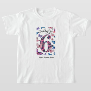 Birthday Girl 6th Birthday Shirt Design with Pink